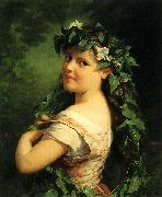 Fritz Zuber-Buhler Girl with wreath USA oil painting artist